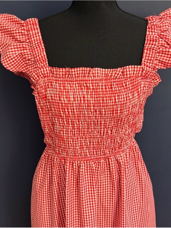 Sim & Sam Dresses & Skirts - Red & White Gingham Smocked Midi Dress